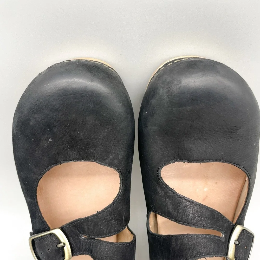 Dansko Womens 39 Britney Mary Jane Clogs Black Nubuck Platform Boho Nurse Retro
